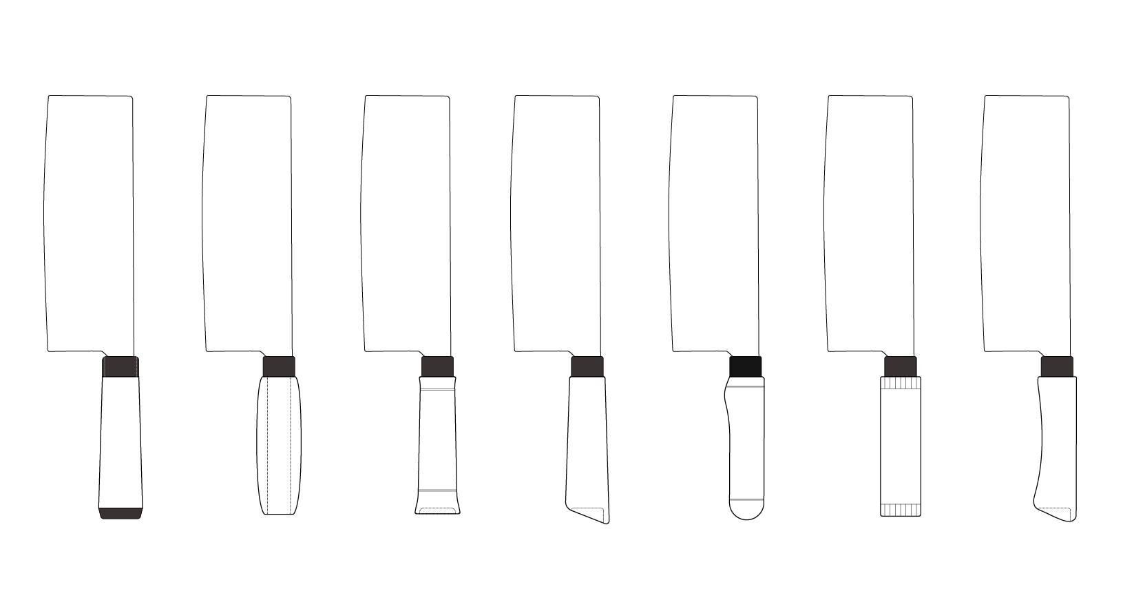 萬發鐵店 保留萬發打鐵鋪經典的刀面造型，重新設計刀把部分，以簡潔造型為主，為經典和現代造型並存。  發想時先畫了多種造型的握把，再進行實際使用的方式逐一淘汰不適合的，選出最好使用的刀把。 | 甘樂文創 | 甘之如飴，樂在其中