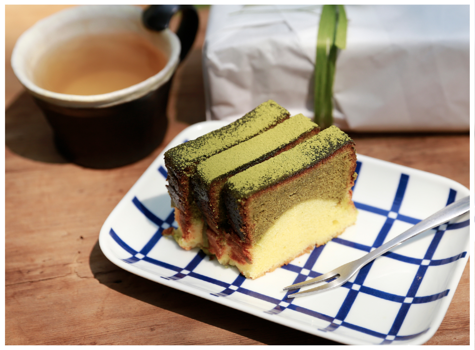 Taste the unique fragrance of Sanxia’s Biluochun Tea in handmade pound cake | Made of naturally non-GMO soybeans from Taiwan | KOUJI Restaurant